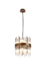 Cucine 26cm Glass Rod Pendant Round, 6 Light G9, Painted Matt Bronze/Clear