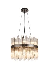 Cucine 40cm Glass Rod Pendant Round, 12 Light G9, Black Chrome/Clear