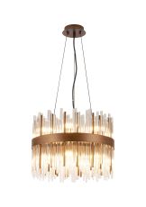 Cucine 40cm Glass Rod Pendant Round, 12 Light G9, Painted Matt Bronze/Clear
