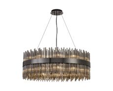 Cucine 80cm Glass Rod Pendant Round, 24 Light G9, Black Chrome/Smoke Item Weight: 18kg