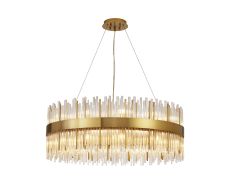 Cucine 80cm Glass Rod Pendant Round, 24 Light G9, Brass/Clear Item Weight: 18kg