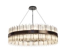 Cucine 100cm Glass Rod Pendant Round, 30 Light G9, Black Chrome/Clear Item Weight: 23kg