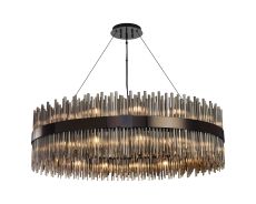 Cucine 100cm Glass Rod Pendant Round, 30 Light G9, Black Chrome/Smoke Item Weight: 23kg