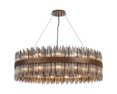 Cucine 100cm Glass Rod Pendant Round, 30 Light G9, Painted Matt Bronze/Smoke Item Weight: 23kg