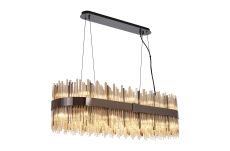 Cucine 100x35cm Glass Rod Pendant Oblong, 24 Light G9, Black Chrome/Cognac Item Weight: 25kg