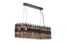 Cucine 100x35cm Glass Rod Pendant Oblong, 24 Light G9, Black Chrome/Smoke Item Weight: 25kg