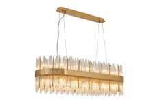 Cucine 100x35cm Glass Rod Pendant Oblong, 24 Light G9, Brass/Clear Item Weight: 25kg