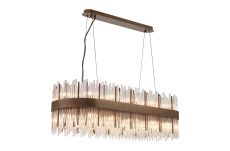 Cucine 100x35cm Glass Rod Pendant Oblong, 24 Light G9, Painted Matt Bronze/Clear Item Weight: 25kg