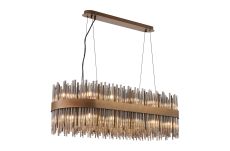 Cucine 100x35cm Glass Rod Pendant Oblong, 24 Light G9, Painted Matt Bronze/Smoke Item Weight: 25kg