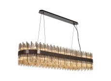 Cucine 150x40cm Glass Rod Pendant Oblong, 36 Light G9, Black Chrome/Cognac Item Weight: 26kg