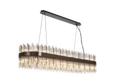 Cucine 150x40cm Glass Rod Pendant Oblong, 36 Light G9, Black Chrome/Clear Item Weight: 26kg