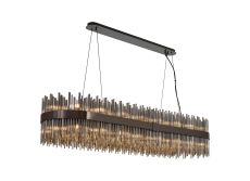 Cucine 150x40cm Glass Rod Pendant Oblong, 36 Light G9, Black Chrome/Smoke Item Weight: 26kg