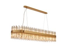 Cucine 150x40cm Glass Rod Pendant Oblong, 36 Light G9, Brass/Clear Item Weight: 26kg
