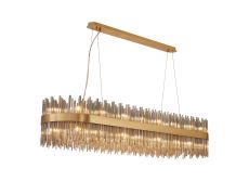 Cucine 150x40cm Glass Rod Pendant Oblong, 36 Light G9, Brass/Smoke Item Weight: 26kg