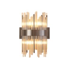 Cucine Glass Rod Wall Light, 4 Light G9, Black Chrome/Cognac