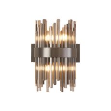 Cucine Glass Rod Wall Light, 4 Light G9, Black Chrome/Smoke