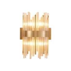 Cucine Glass Rod Wall Light, 4 Light G9, Brass/Cognac