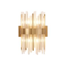 Cucine Glass Rod Wall Light, 4 Light G9, Brass/Clear