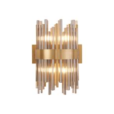 Cucine Glass Rod Wall Light, 4 Light G9, Brass/Smoke