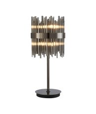 Cucine Glass Rod Table Lamp, 6 Light G9, Black Chrome/Smoke