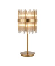 Cucine Glass Rod Table Lamp, 6 Light G9, Brass/Cognac