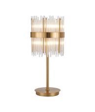 Cucine Glass Rod Table Lamp, 6 Light G9, Brass/Clear