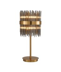 Cucine Glass Rod Table Lamp, 6 Light G9, Brass/Smoke