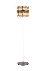 Cucine Glass Rod Floor Lamp, 10 Light G9, Black Chrome/Cognac Item Weight: 16kg