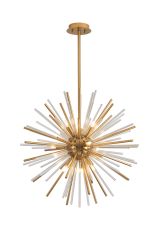 Cucine 55cm Sputnik Glass Rod Pendant Round, 9 Light G9, Brass/Clear