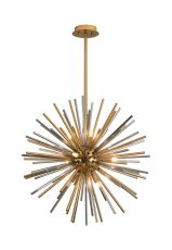 Cucine 55cm Sputnik Glass Rod Pendant Round, 9 Light G9, Brass/Smoke