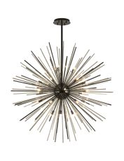 Cucine 110cm Sputnik Glass Rod Pendant Round, 24 Light G9, Black Chrome/Cognac Item Weight: 15kg
