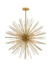 Cucine 110cm Sputnik Glass Rod Pendant Round, 24 Light G9, Brass/Cognac Item Weight: 15kg