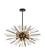 Cucine 75cm Sputnik Glass Rod Pendant Horizontal Oval, 18 Light G9, Black Chrome/Clear