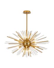 Cucine 75cm Sputnik Glass Rod Pendant Horizontal Oval, 18 Light G9, Brass/Clear