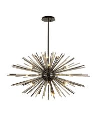 Cucine 110cm Sputnik Glass Rod Pendant Horizontal Oval, 24 Light G9, Black Chrome/Cognac