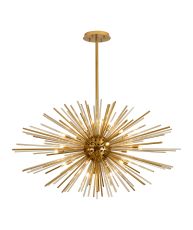 Cucine 110cm Sputnik Glass Rod Pendant Horizontal Oval, 24 Light G9, Brass/Cognac