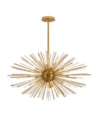 Cucine 110cm Sputnik Glass Rod Pendant Horizontal Oval, 24 Light G9, Brass/Clear
