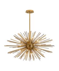 Cucine 110cm Sputnik Glass Rod Pendant Horizontal Oval, 24 Light G9, Brass/Smoke