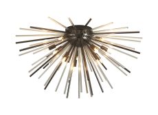 Cucine 75cm Sputnik Glass Rod Glass Rod Flush, 12 Light G9, Black Chrome/Clear