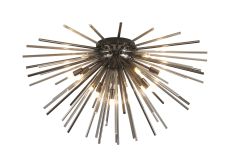 Cucine 75cm Sputnik Glass Rod Glass Rod Flush, 12 Light G9, Black Chrome/Smoke