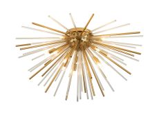 Cucine 75cm Sputnik Glass Rod Glass Rod Flush, 12 Light G9, Brass/Clear
