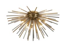 Cucine 75cm Sputnik Glass Rod Glass Rod Flush, 12 Light G9, Brass/Smoke
