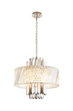 Lola 55cm Pendant, 9 x E14, Satin Nickel/Clear