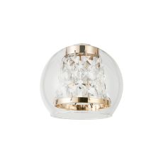Orilla 12 x 9.9cm Round Clear Glass Outer And French Gold/Clear Crystal Inner Shade (F)