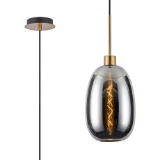Lori 1.7m Single Pendant, 1 Light Adjustable E27, Antique Gold/Chrome Slim Curved Trapezium Shades