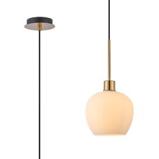 Lori 1.7m Single Pendant, 1 Light Adjustable E27, Antique Gold/Opal Wine Shades