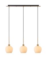 Lori Linear Pendant, 3 Light Adjustable E27, Antique Gold/Opal Wine Shades