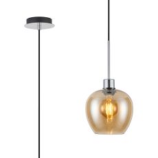 Lori 1.7m Single Pendant, 1 Light Adjustable E27, Polished Chrome/Amber Wine Shades