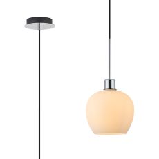 Lori 1.7m Single Pendant, 1 Light Adjustable E27, Polished Chrome/Opal Wine Shades