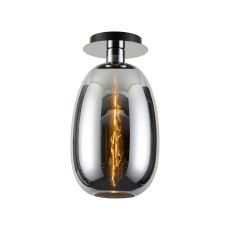 Lori 15cm Round Ceiling Flush, 1 Light Flush Fitting E27, Polished Chrome/Chrome Slim Curved Trapezium Shades